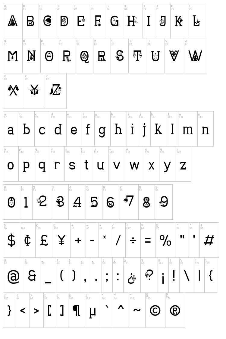 Christmas Sounds font map